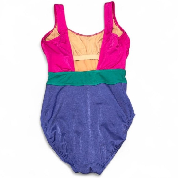 Lands End Vintage 90s Colorblock Swimsuit Small Size 6 - Picture 2 of 12